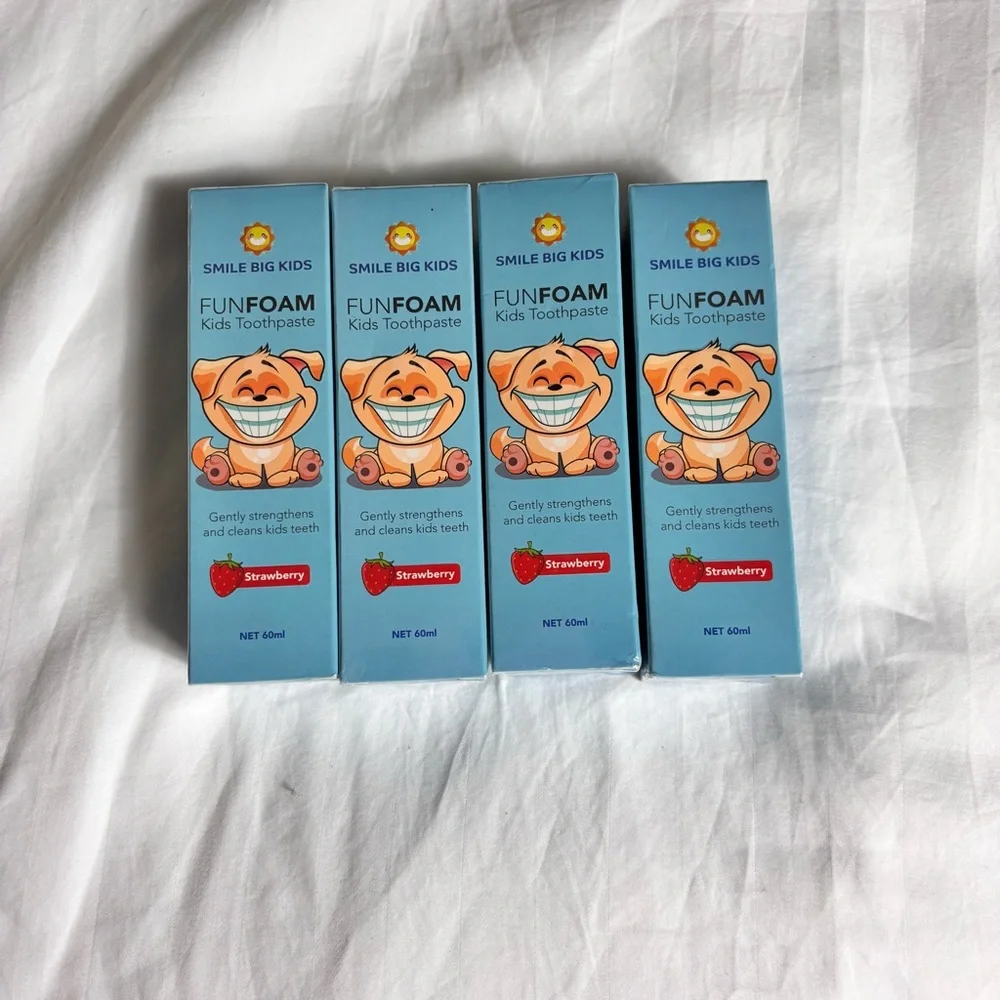 Bundle of 4 Fun Foam kids toothpaste Strawberry flavor